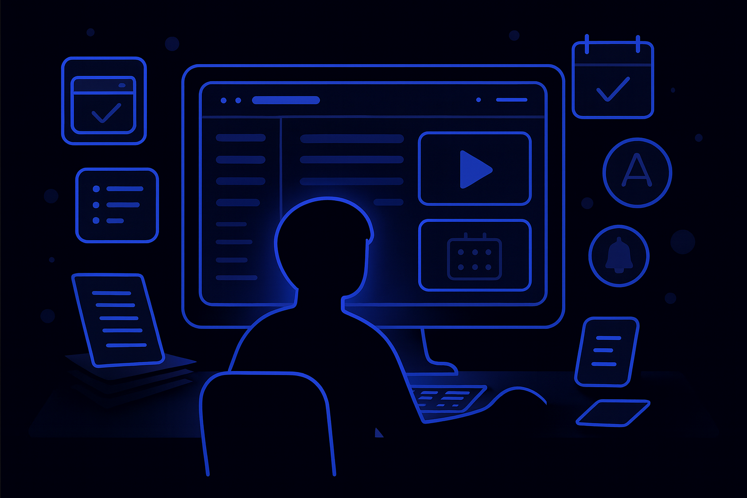 Student working on a laptop in a tech lab